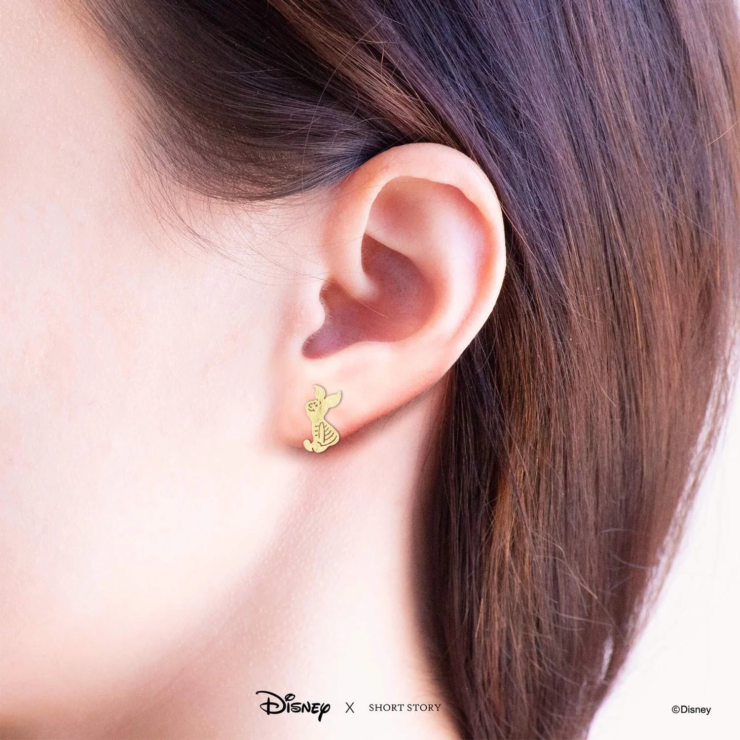 Short Story - Disney Winnie The Pooh Earring Pooh and Piglet Gold