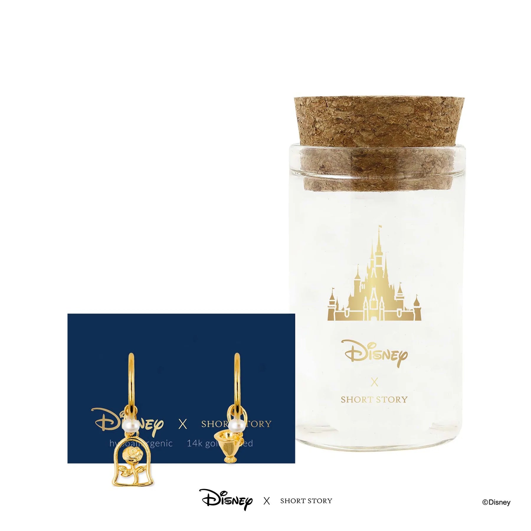 Short Story - Disney Hoop Earring Beauty and the Beast Gold