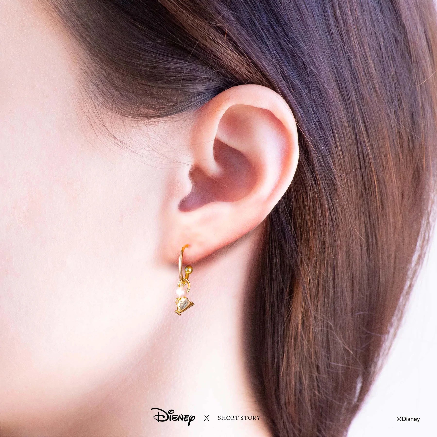 Short Story - Disney Hoop Earring Beauty and the Beast Gold