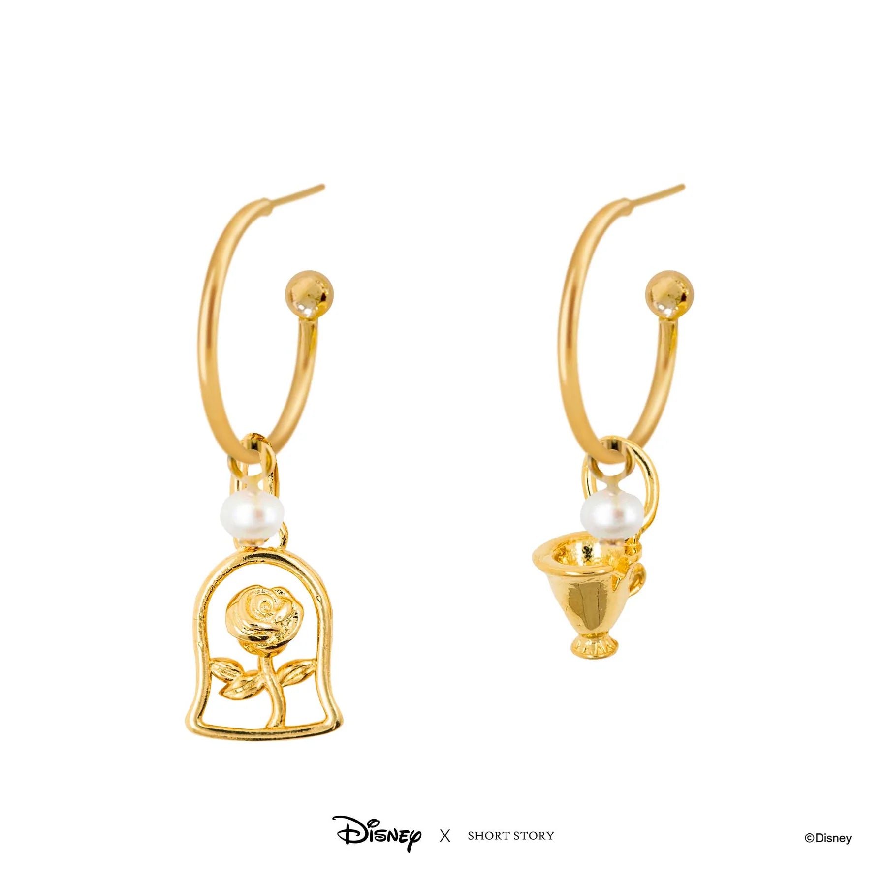 Short Story - Disney Hoop Earring Beauty and the Beast Gold