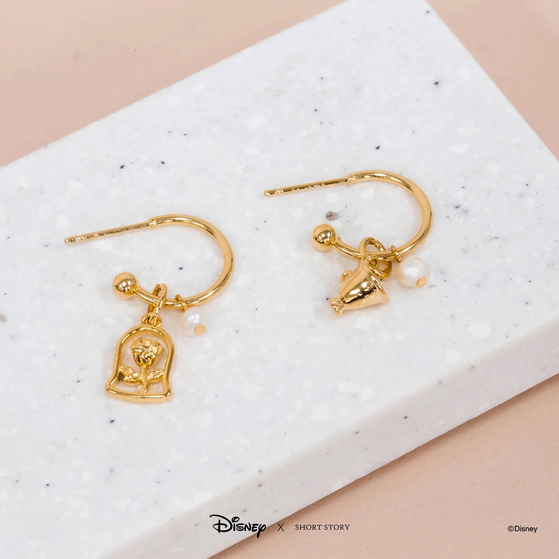 Short Story - Disney Hoop Earring Beauty and the Beast Gold