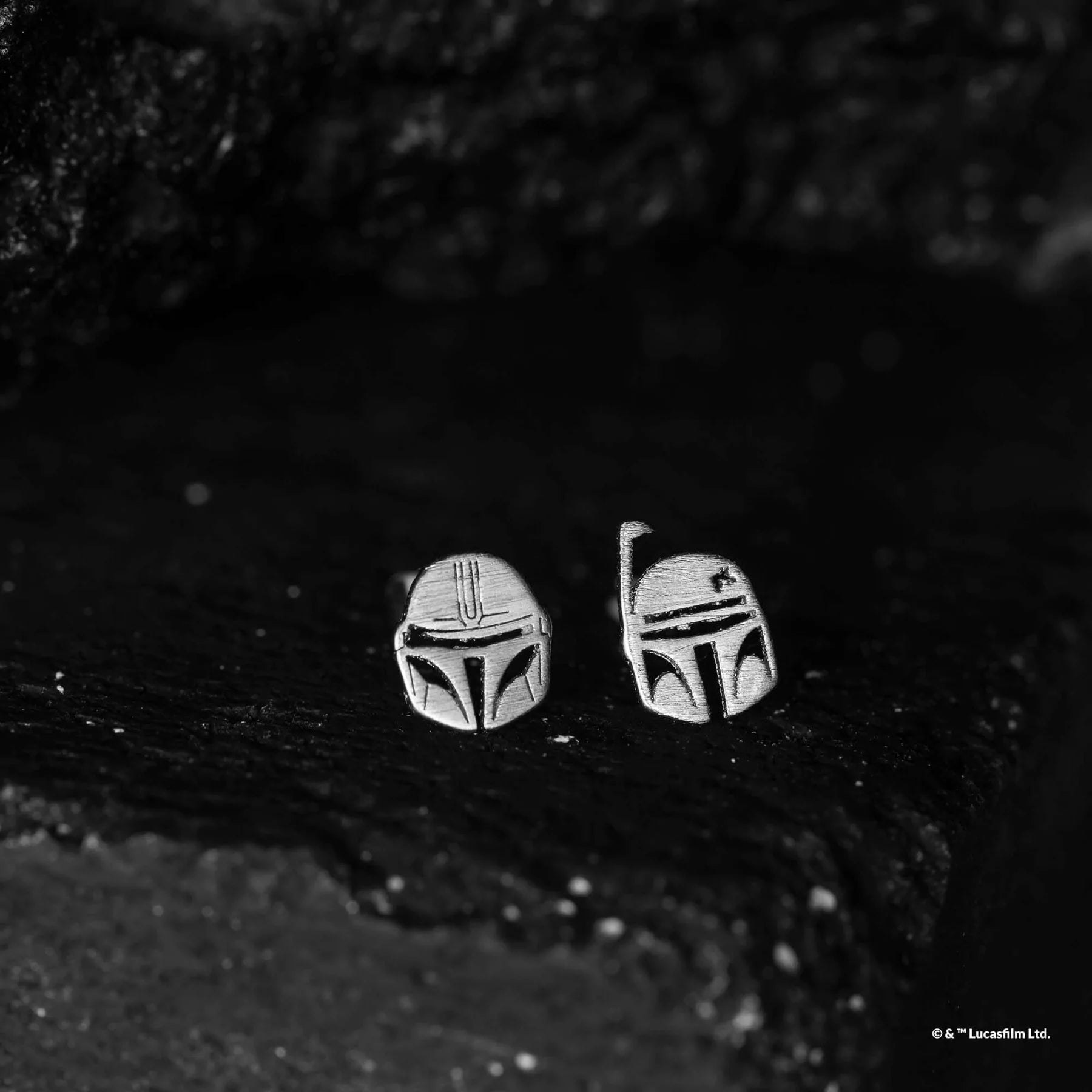 Short Story - Star Wars Earring Mandalorian & Boba Fett Silver