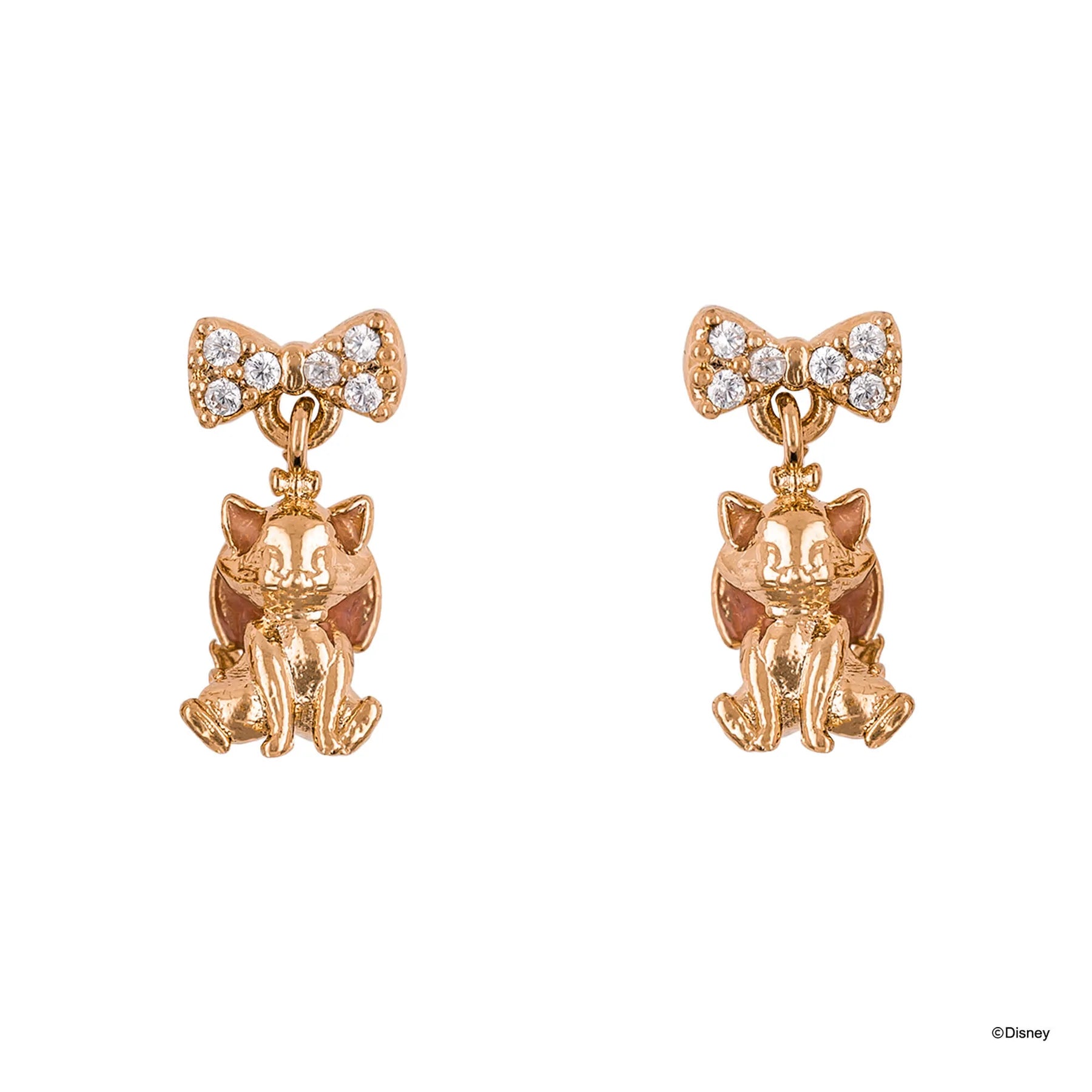 Short Story - Disney Drop Earring Diamante Marie Rose Gold