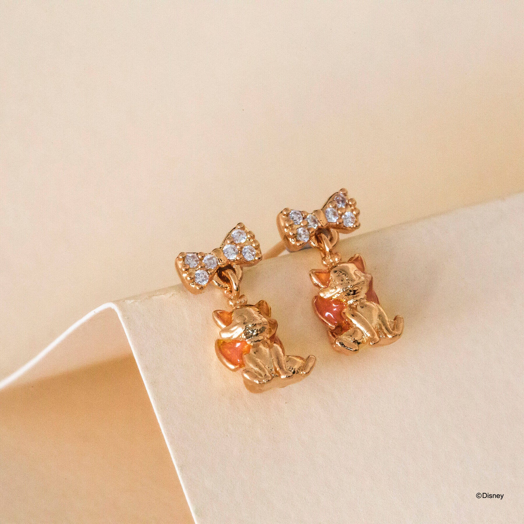 Short Story - Disney Drop Earring Diamante Marie Rose Gold