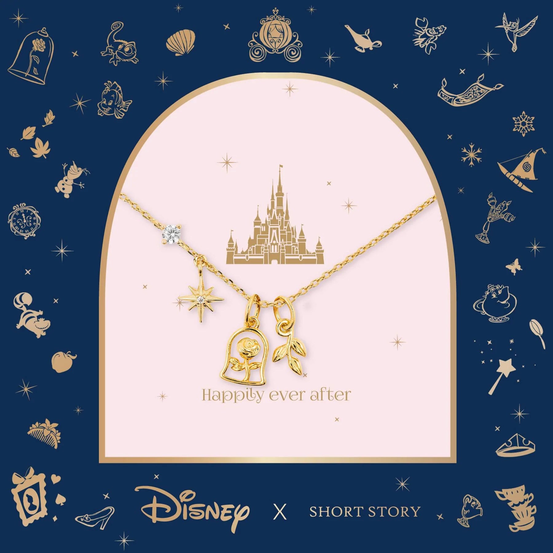 Short Story - Disney Necklace Beauty And The Beast Gold