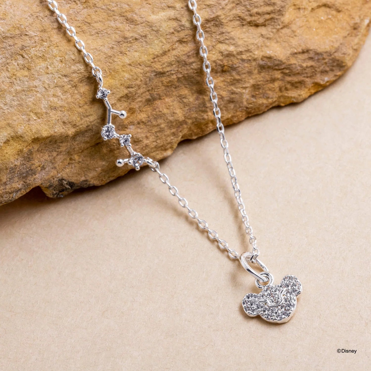 Short Story - The Lion King Necklace Diamante Simba Face Silver