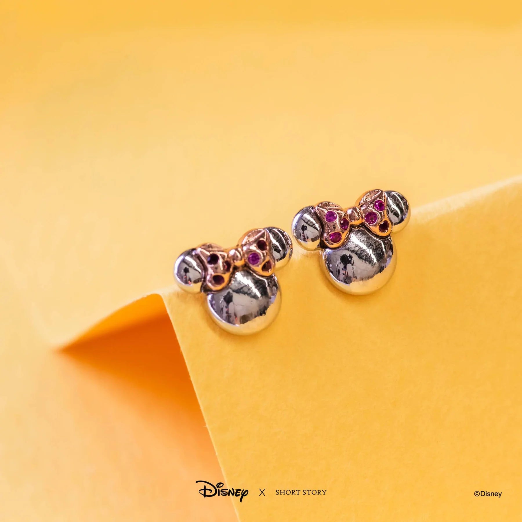 Short Story - Disney Earring Diamante Minnie Ears Silver