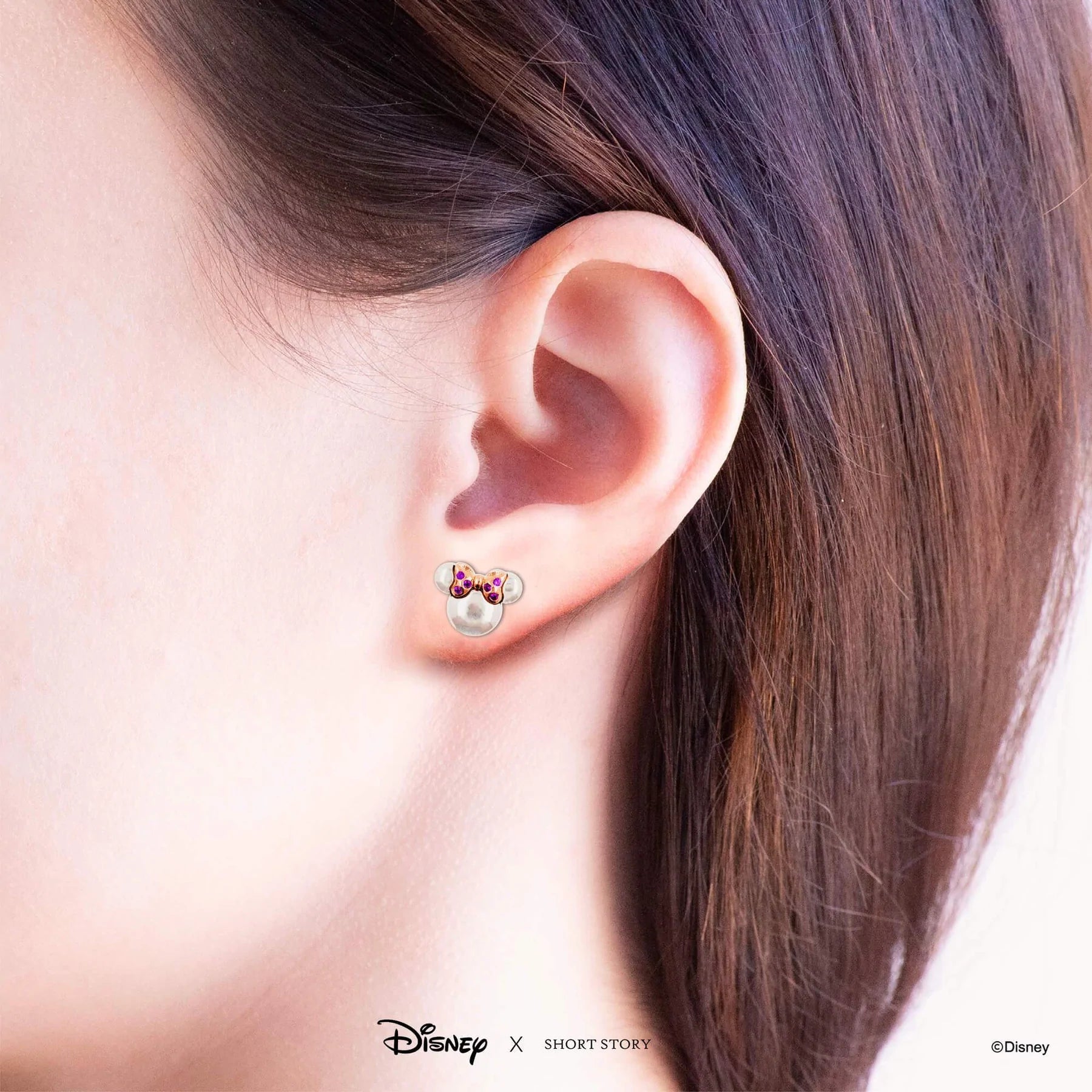 Short Story - Disney Earring Diamante Minnie Ears Silver