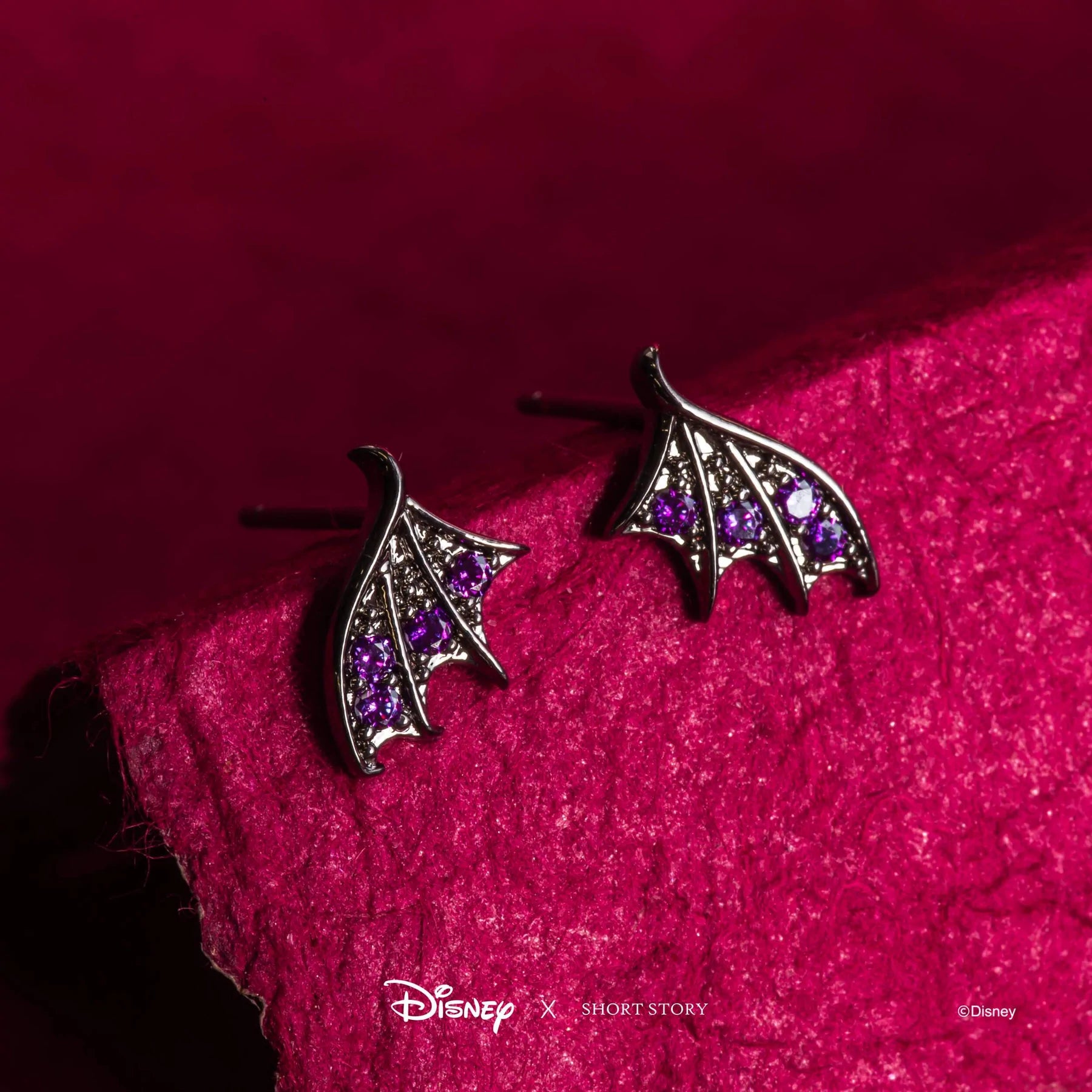 Short Story - Disney Earring Diamante Maleficent Dragon Wings