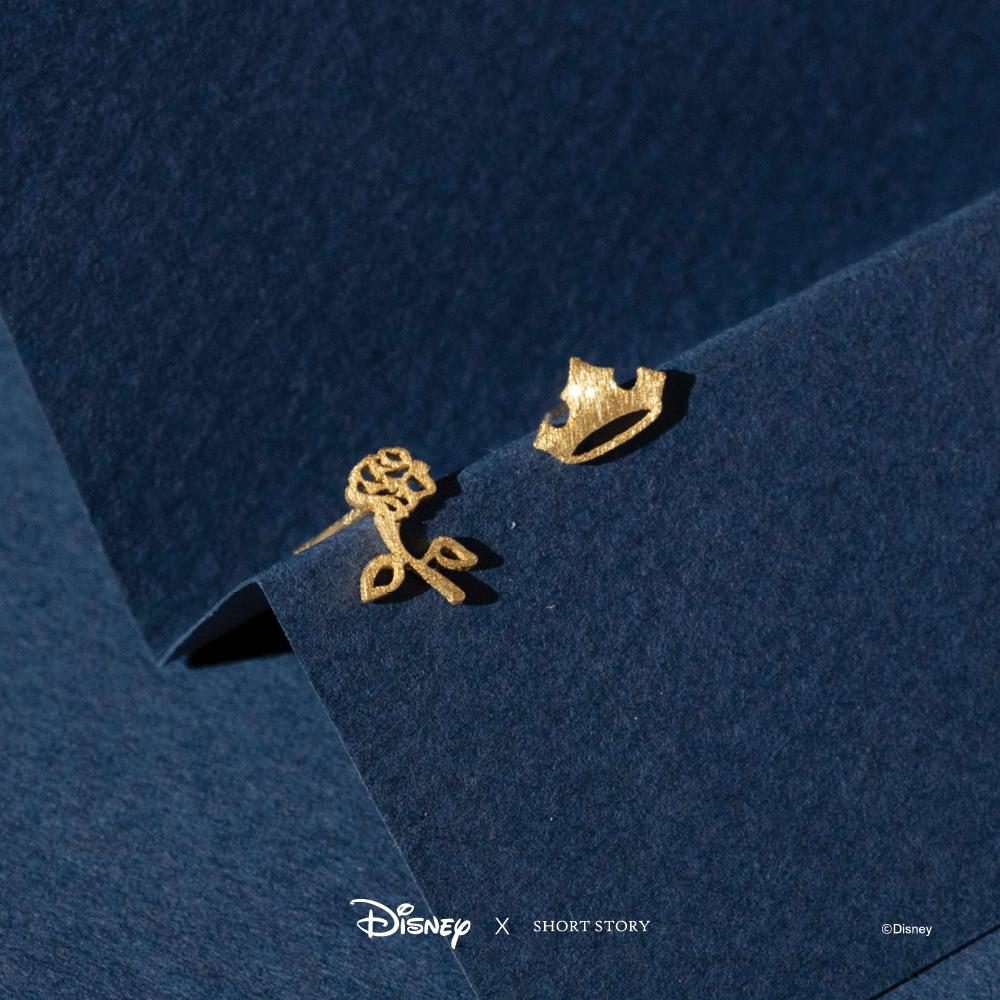 Short Story - Disney Earring Aurora Flower and Crown Gold