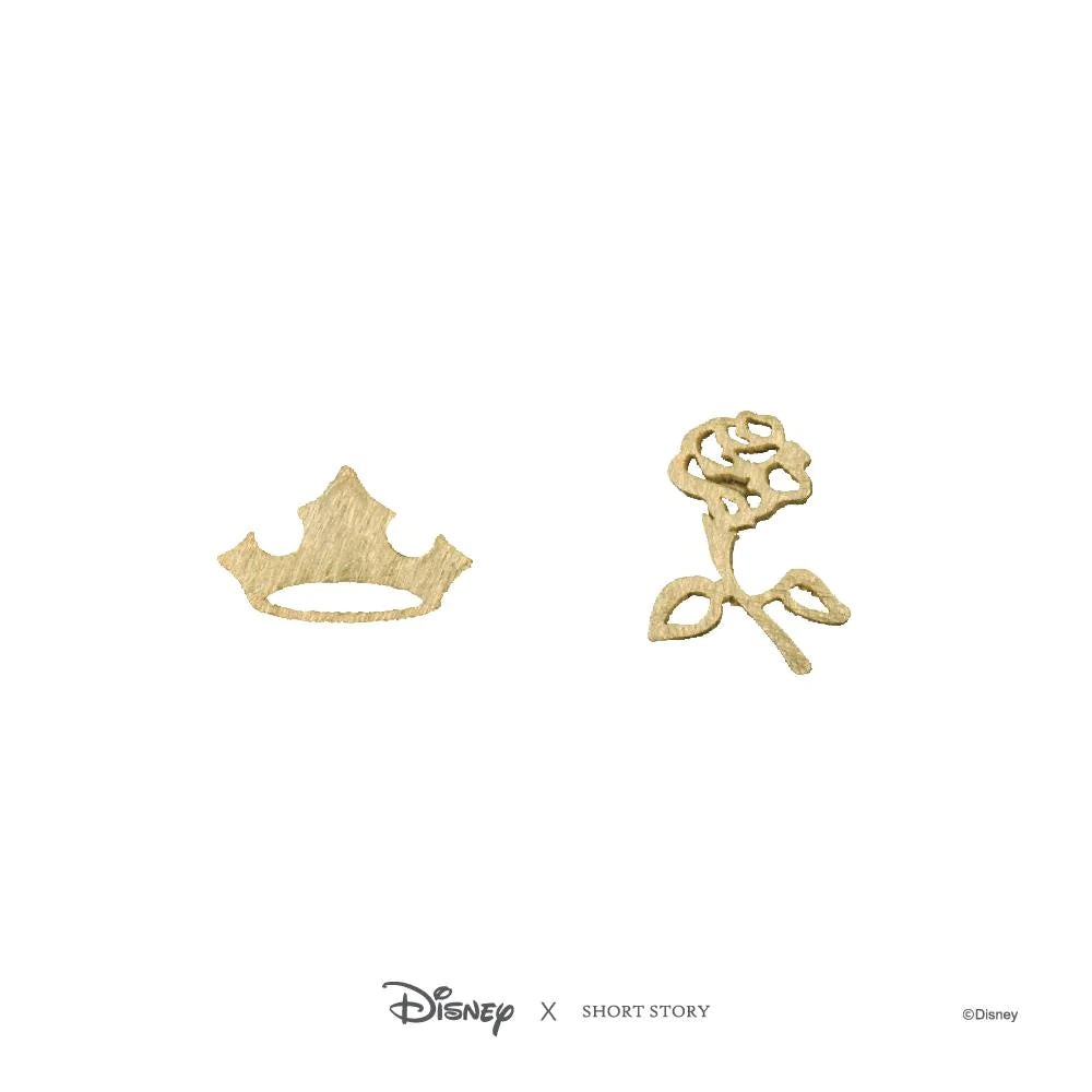 Short Story - Disney Earring Aurora Flower and Crown Gold